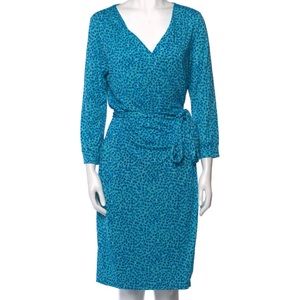 DVF Blue Silk Wrap Dress